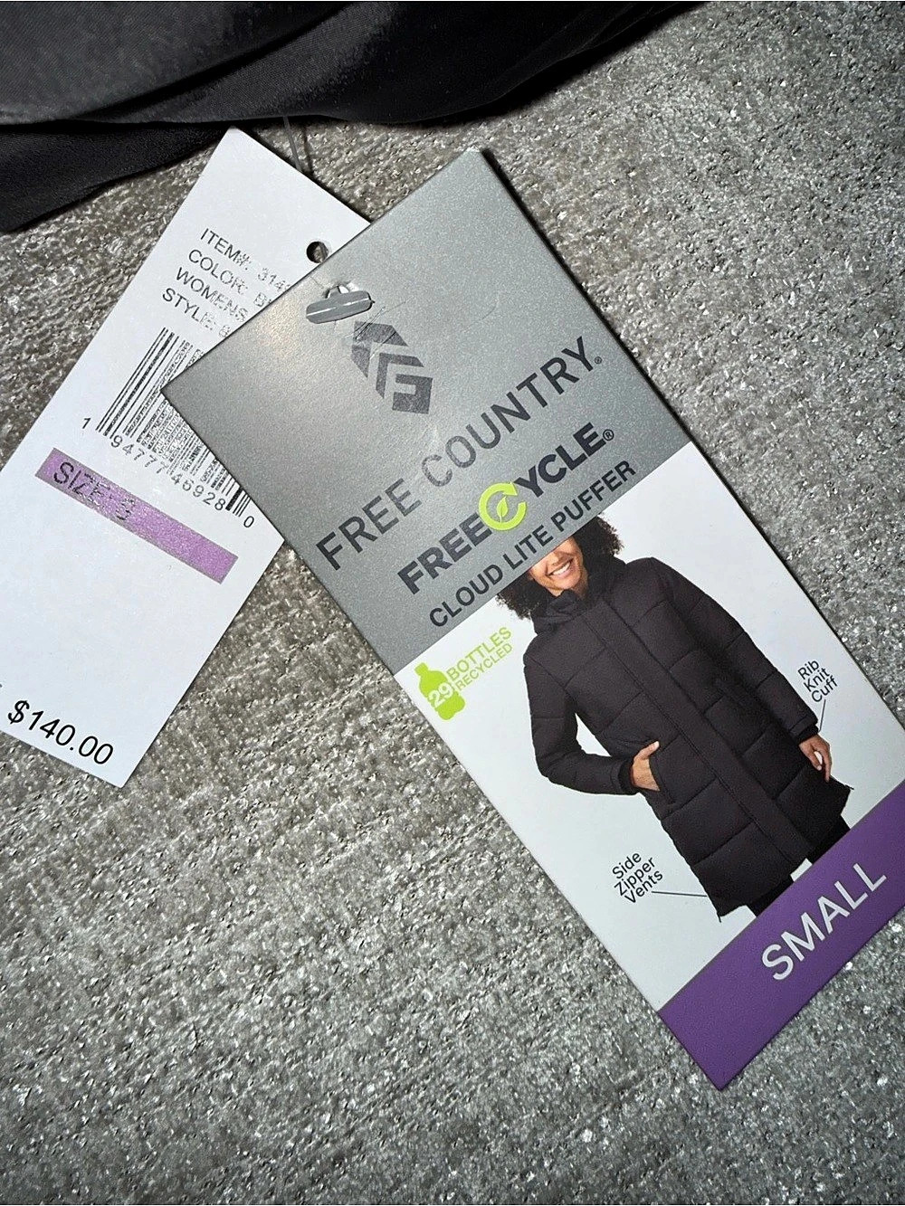 Free Country Women’s Cloud Lite Long Puffer Winter Coat Black Small NWT - Picture 3 of 4